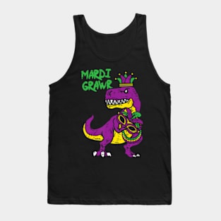 Mardi Grawr TRex Dino Toddler Kids Mardi Gras Boys Tank Top